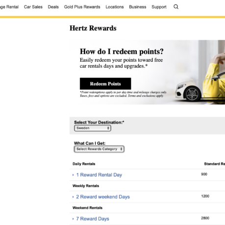 a screenshot of a car rental application